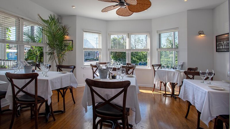 Dining room with set tables