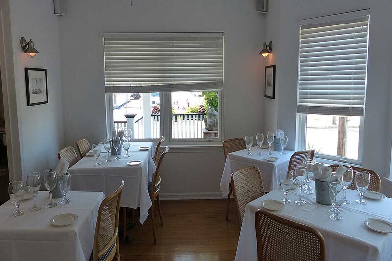 Dining room with three set tables